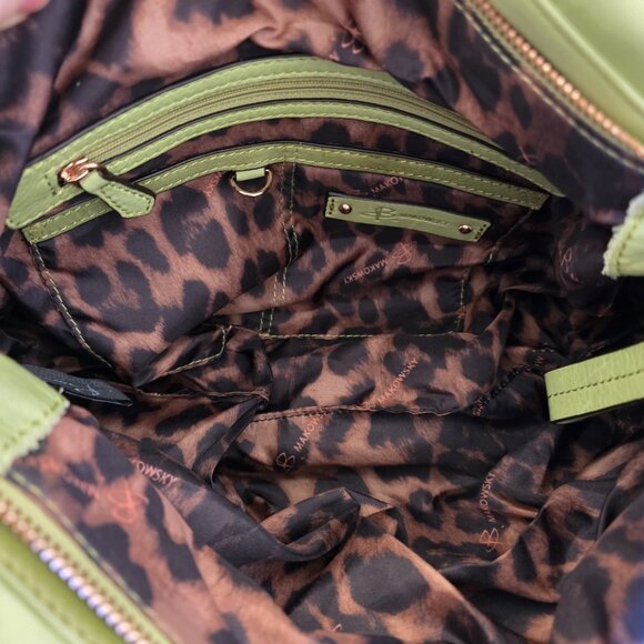 B Makowsky Soft Leather Shoulder Bag Green Chunky Gold Hardware NWT - Picture 9 of 16